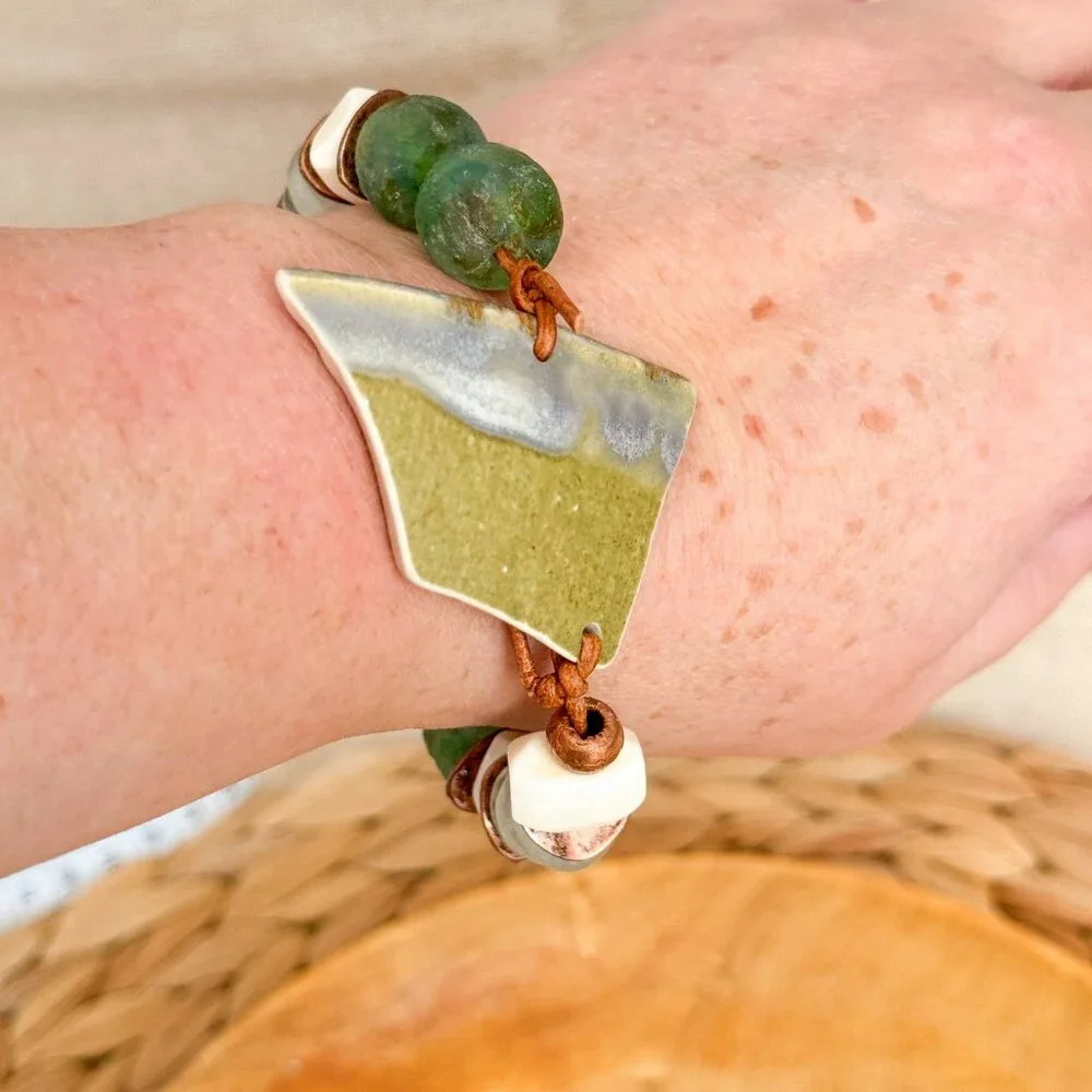 Boho Chunky Glass Bead Bracelet - Picture 8 of 9